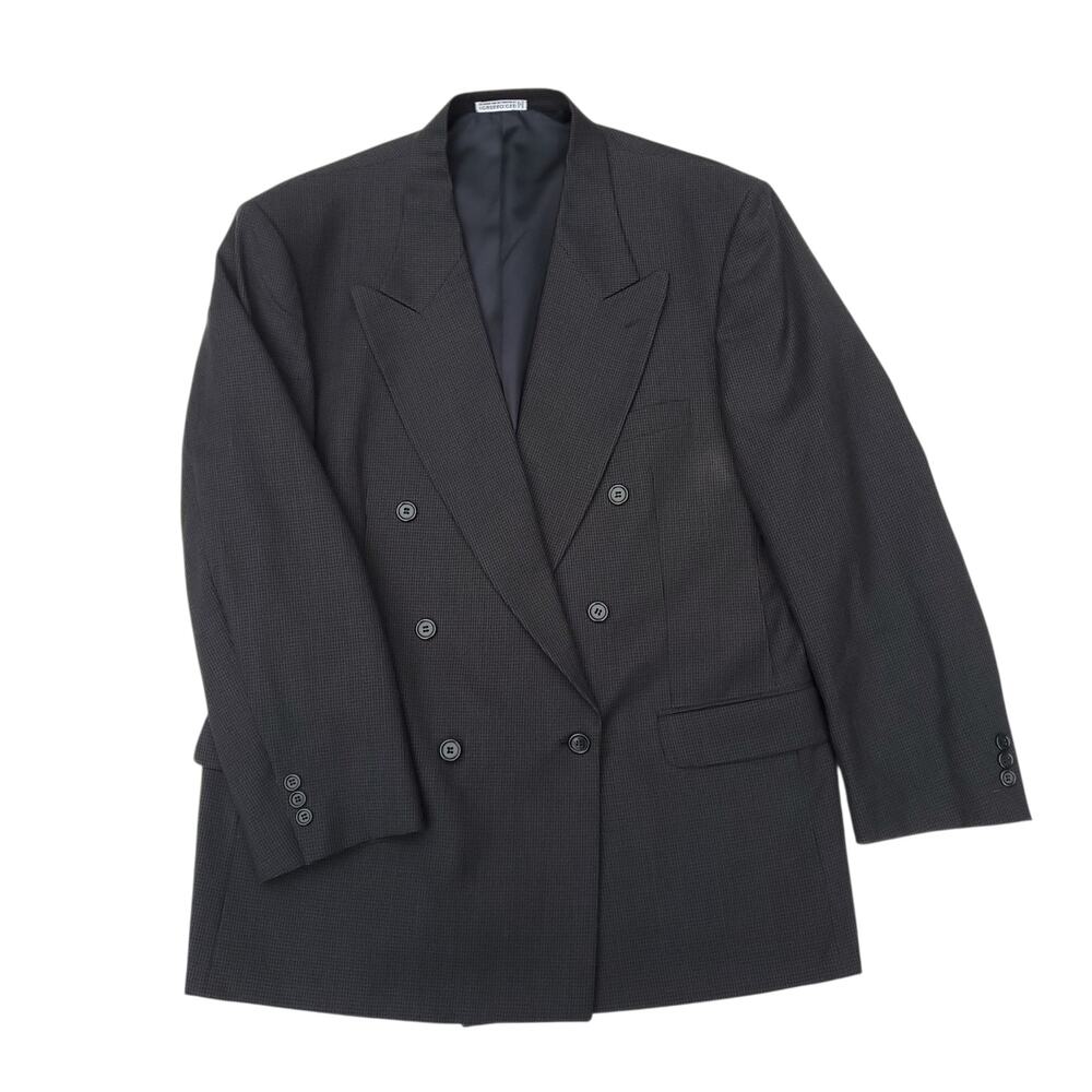 Bachrach Gray Wool Double Breasted Peak Lapel Blazer Jacket Sport Coat Sz 44R
